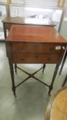 A two drawer mahogany work table COLLECT ONLY.