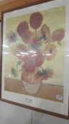 A framed and glazed print - Van Gogh Sunflowers 1888. COLLECT ONLY.