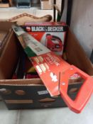 A quantity of tools, including Black & Decker jigsaw etc