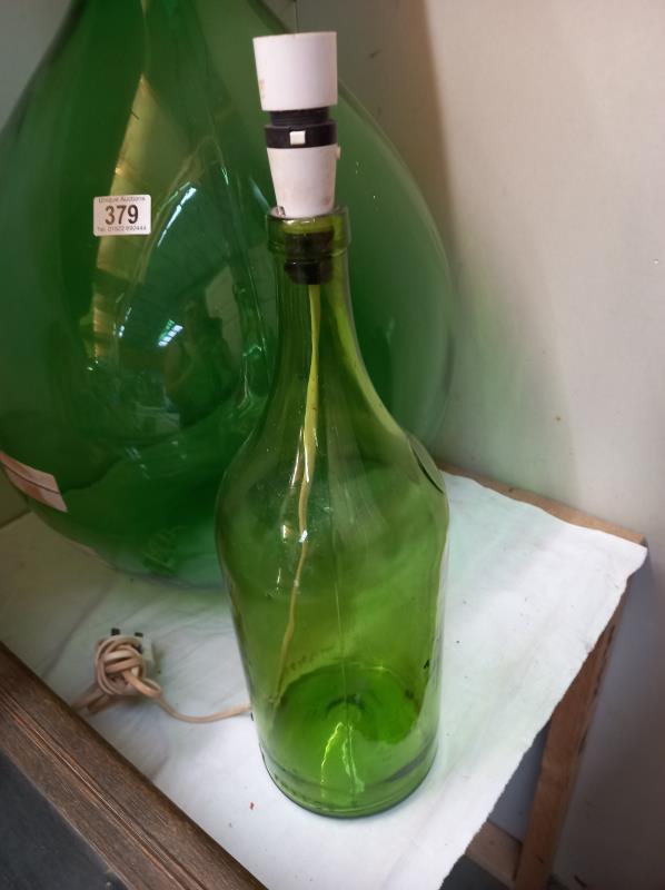 A large green glass Carboy and another large Martell Cognac bottle converted to a lamp - Image 3 of 3