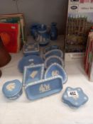 A good selection of Wedgwood blue Jasper ware