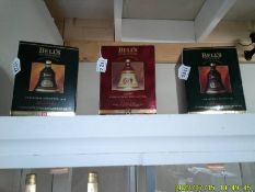 Three boxed Wade Whisky bell with contents, Christmas 1992, 1994 and 1996.