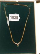 A 9ct gold green stone pendant/necklace. 5.7 grams.