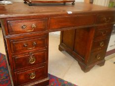 A large good quality mahogany inlaid desk. COLLECT ONLY.