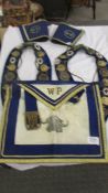 A Royal Order of Buffalos apron, two collars and a pair of cuffs.