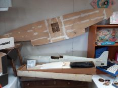 A wooden large scale Spitfire model, part built