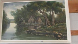An oil on canvas rural scene signed James Wright. COLLECT ONLY.