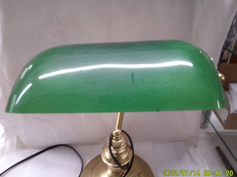 A brass bankers lamp with green glass shade. - Image 3 of 3