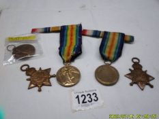 A WW1 medal and star for 15806 Pte T Riddington, Leics, A WW1 medal 4280