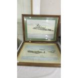 Two Framed and glazed watercolours by John Larder, RAF related including Battle of Britian memorail