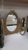 A gilt framed triple dressing table mirror, COLLECT ONLY.