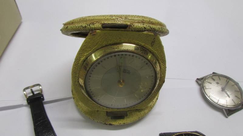 A vintage travel clock, a rolled gold ladies wristwatch and other watches. - Image 2 of 4