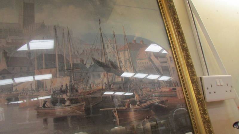 A framed and glazed print depicting Brayford Wharf in the 19th century. COLLECT ONLY. - Image 4 of 4