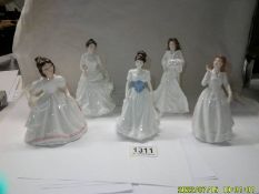 Five Royal Doulton figures - Amanda HN3635, Melody HN1447, Harmony HN4096, Joy HN3875