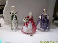 Three Royal Doulton figurines - Venetta HN2722, Nicola HN2839 and Janet HN1537.