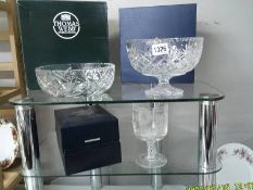 Two boxed lead crystal bowls and a silver jubilee goblet.