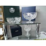 Two boxed lead crystal bowls and a silver jubilee goblet.