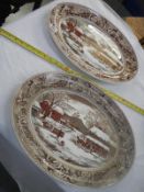 A matching pair of old large meat platters, Historic America & Johnson Bros