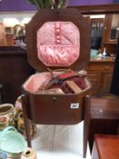 A 50/60's sewing box and wooden items