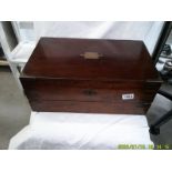 A Victorian mahogany double drop writing box with side drawer.