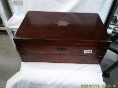 A Victorian mahogany double drop writing box with side drawer.