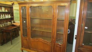 A French style mahogany display cabinet. COLLECT ONLY.