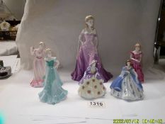 Six Coalport figurines - Ladies of Fashion Julie, Fairest Flowers - Pansy & Iris, Debutante Dawn