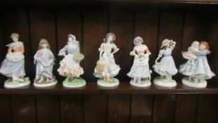 Seven Royal Worcester figures.