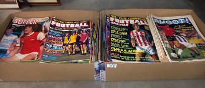 Large quantity of soccer monthly and shoot and other monthly football related magazines