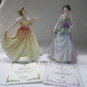 Two Royal Doulton figures of the year, 1995 Deborah HN3644 and 1997 Jessica HN3850.