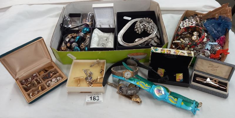 Miscellaneous costume jewellery including 3d coin bracelet, Swarovski animals, dance teachers fobs