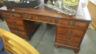 A mahogany double pedestal desk, COLLECT ONLY.