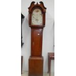 An oak cased eight day long case clock, COLLECT ONLY.