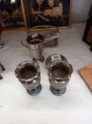 A selection of silverplate including vases