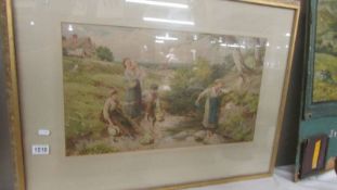 A framed and glazed rural scene. COLLECT ONLY.