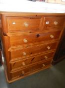 A 20th century two over four pine chest of drawers, COLLECT ONLY.