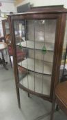 A mahogany inlaid lead glazed display cabinet. COLLECT ONLY.