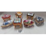 7 assorted trinket boxes including Leonardo