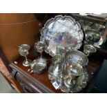 A quantity of mostly silver plate items including goblets