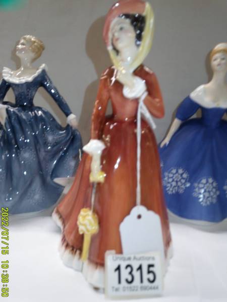 Three Royal Doulton figurines - Julia HN2705, Fragrance HN2374 and Nina Hn2347. - Image 3 of 4