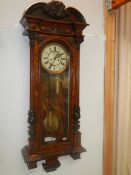 A Victorian Gustaf Becker double regulator Vienna wall clock, complete. COLLECT ONLY.