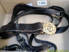 A leather military belt.