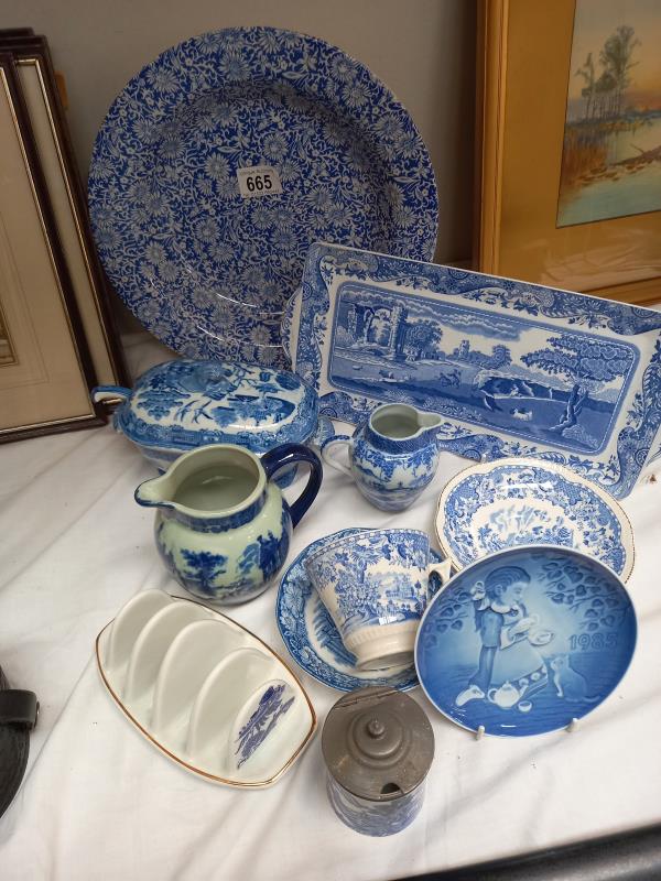 A large Spode Penny Lane bowl & other blue & white including tureen