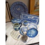 A large Spode Penny Lane bowl & other blue & white including tureen