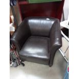 A black leather armchair