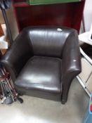A black leather armchair