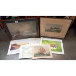 A selection of water colours by Peter Hodges etc.