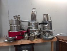 A good selection of stainless saucepans etc.