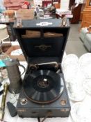 An old wind up picnic gramophone