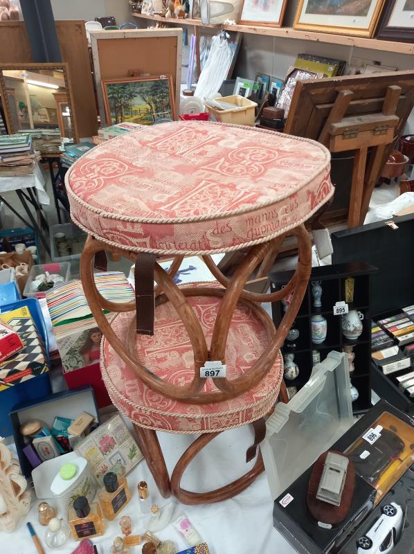 2 bamboo stools - Image 2 of 2